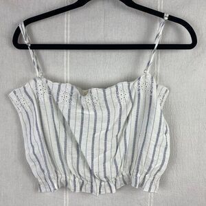 NWT‎ LA Hearts Crop Tube Top Embroidery Blue & White Pac Sun Sz Large